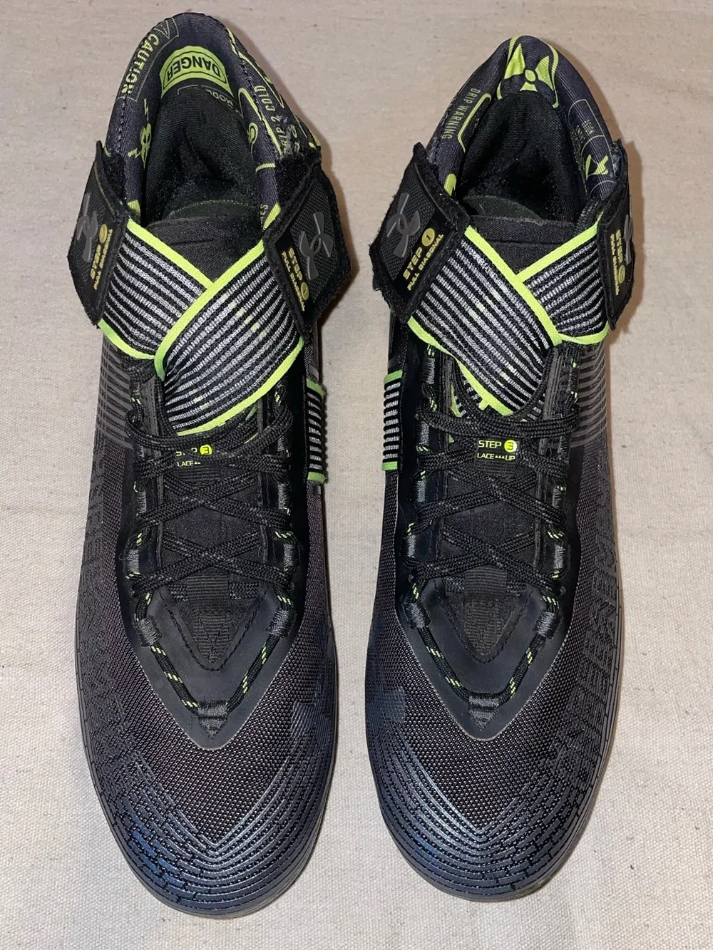 Men's Black, Silver and Neon Green Football Cleats